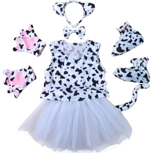 Childrens Day Animal Performance Cow Cosplay Costumes For Girls Boys Cartoon Princess Tutu Skirt