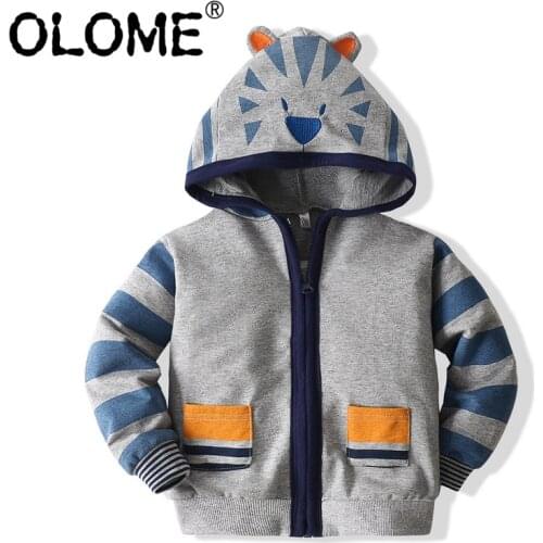 OLOME Hooded Kids Jacket Infant Baby Outwear Autumn Zip Up Children Coat Casual Toddler Hoodies Unisex Cartoon Newborn Clothing