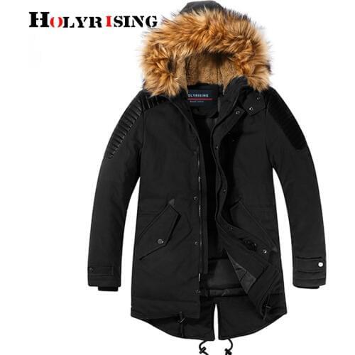 Holyrising men Thick cotton coat long Jacket mens hooded warm jacket Parka Cotton Fashion Overcoat Outerwear 18938-5