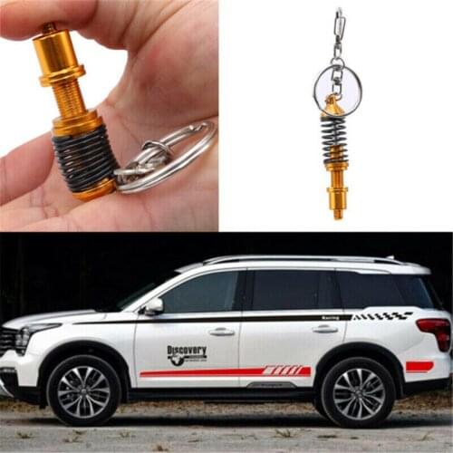Mini Auto Piston Keychain Spring Shock Absorber Model Keyring Car Tuning Parts Key Chain Ring Keyfob Car Interior Accessories