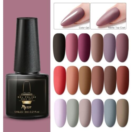 Mtssii 6ml/8ml Matte Nail Gel Polish Hybrid Varnish Nail Art Semi Permanent UV Gel Varnish Soak Off Matte Top Coat