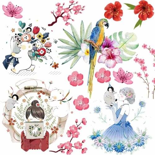 Cartoon Fashion Girl Thermo-stickers On Clothes Dress Cute Animal Patches For Clothing Stciekrs DIY Iron On Transfers On Clothes