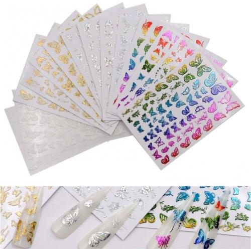 4/16Pcs Mixed Design New Nail Art Sticker Set Black Lace Gold Silver Glitter Flower Water Decal Slider Wraps Decor Manicure