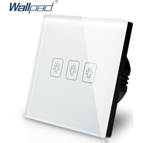 3 Gang 1 Way Switch Wallpad Luxury White Crystal Glass Wall Switch Touch Switch AC 110-250V European Standard