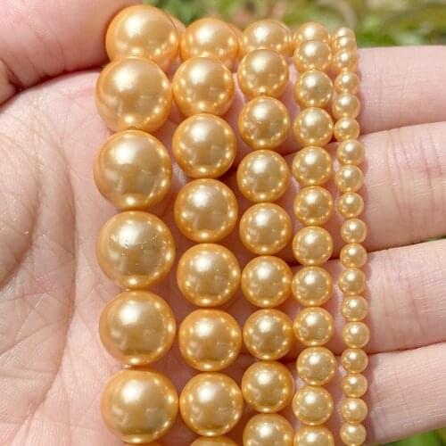 Natural Rich Golden Shell Pearls Loose Spacer Beads For Jewelry Making DIY Bracelet Necklace Handmade 4/6/8/10/12mm