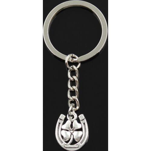 New Fashion Keychain 18*15mm horseshoe lucky clover Pendants DIY Men Jewelry Car Key Chain Ring Holder Souvenir For Gift