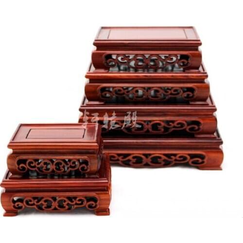Wholesale red wood crafts jade ornaments odd stone seal wood pedestal foot rectangular table Rosewood Straight