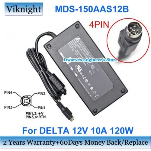 Genuine MDS-150AAS12B DELTA AC Adapter Power Supply 12V 10A 120W Laptop Charger 4Pins