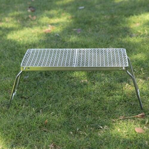 Portable Camping Grill Anti-oxidation Foldable Charcoal BBQ Grill Accessory Backpacking Hiking BBQ Grill Rack for Family