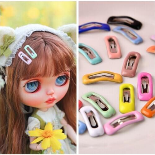 Rectangle 2cm 10 Pcs Random Color Mix Fashion Candy Colors Mini Hair Clip for OB11 and BJD Doll