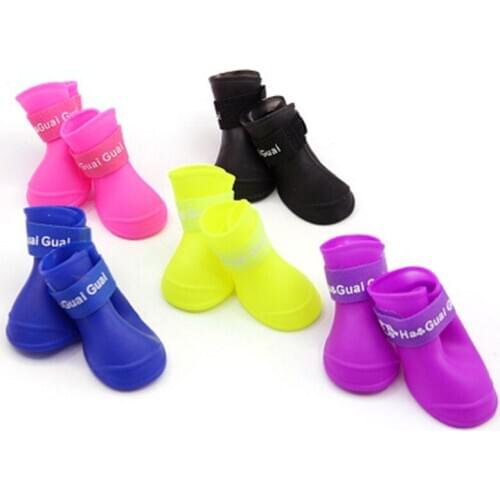 Pet Dog Rain Shoes Dogs Rubber Portable Anti Slip Waterproof Pet Dog Cat Rain Shoes Pet Puppy Rainshoes Water Proof Rubber Shoes