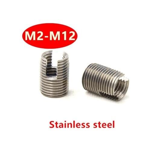 M2 M2.5 M3 M4 M5 M6 M8 M10 Stainless Steel Self Tapping Thread Insert Screw Bushing 302 Slotted Type Wire Thread Repair Insert