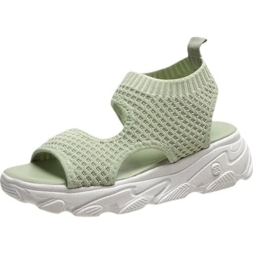 Womens Sandals Wedges Footwear Summer Platform Sandals Women Shoes Female Slip on Peep Toe Knitted Ladies Sneakers Casual 2021