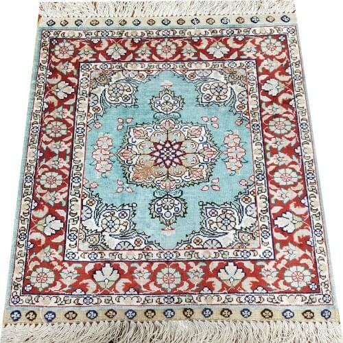Seeykeep™ 1.5x2ft Magnificent Central Medallion Floral Elements Design Pure Silk Handknotted Oriental Rug-SK3036074