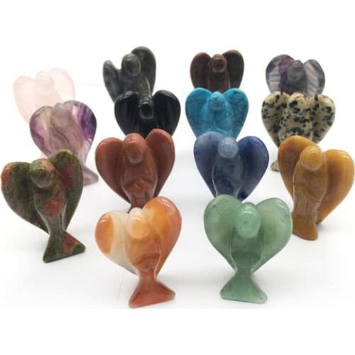 1.5inch pocket stone healing craft angel statue carved natural stone crystal guardian angel figurine for christmas