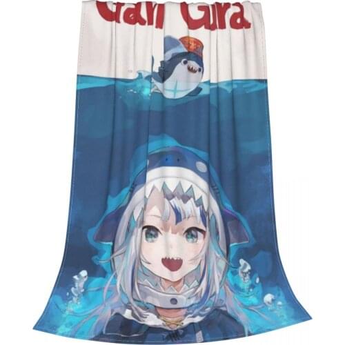 Gawr Gura Shark Blankets Fleece Textile Decor Manga Breathable Soft Throw Blankets for Bedding Outdoor Quilt