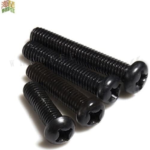 50pcs Cross Recessed Pan Head Screw M1.2 M1.4 M1.6 M1.7 M2 M2.5 M3 M4 Carbon Steel Black Phillips Machine Screw GB818