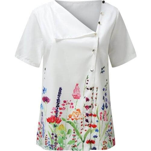 Woman Floral White Top Tshirt Summer 2021 Femme Short Sleeve Top T Shirt Streetwear Tunics Blusas Lady Clothes