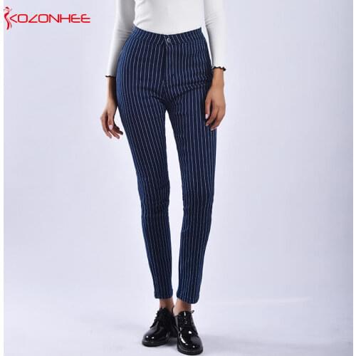 Plus Size Stretch Striped skinny Pants women Women Elasticity Tight push up skinny women Pants #35