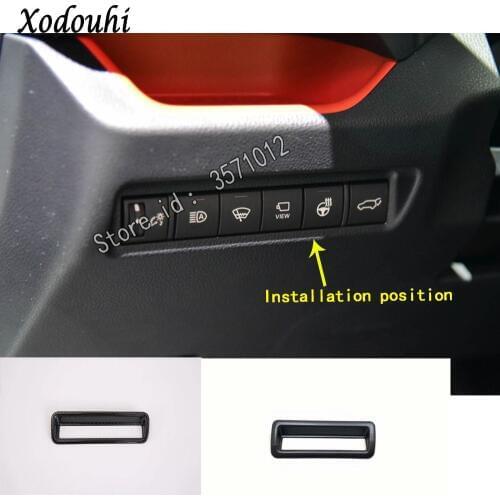 For Toyota RAV4 2019 2020 Car Body Sticker Styling Carbon Fiber Front Head Fog Light Switch Button Trim Frame Lamp Parts 1pcs