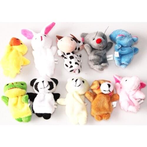 2020 10Pcs Animal Finger Puppet Plush Toys Cartoon Biological Child Baby Favor Doll Kids Gifts Random Color
