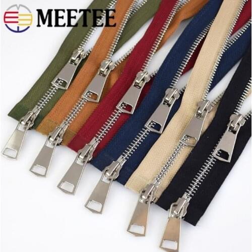 2pcs 120cm Double Sliders Metal Zippers For Sewing Silver Open-end Jackets Coat Zippers DIY Garment Sewing Accessories A3-8