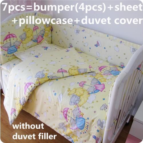2017! 6/7PCS baby crib bumper sets cartoon cama infantil cot baby bedding sets Duvet Cover,120*60/120*70cm