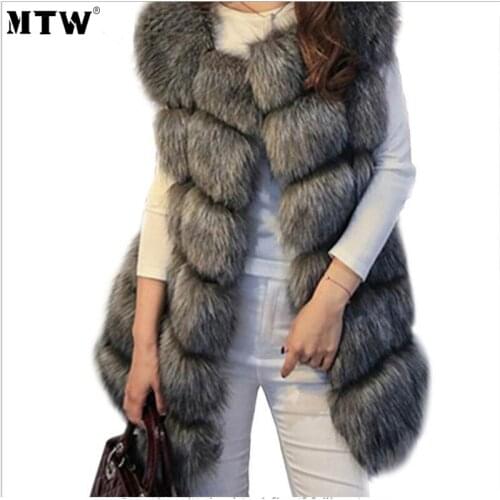 5XL Plus Size Women Faux Fox Fur Jacket Vest Autumn Winter Warm Faux Fur Coat 2020 Casual Sleeveless Slim Outerwear Tops