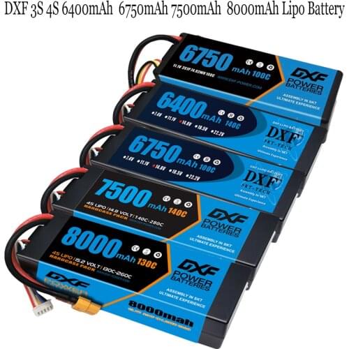 DXF 2PCS 3S 4S 11.1V 14.8V 15.2V 6750mAh 6400mAh 7500mAh 8000mAh 100C 200C 140C 280C 130C 260C for RC 1/8 Buggy Truggy Car Truck