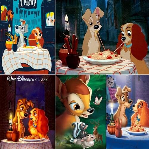 Disney 5d Diy Diamond Painting Fawn, Dog Cartoon Animals Brand New Square Inlaid Rhinestone High Quality Decorative Painting