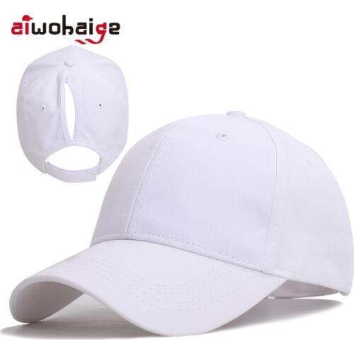 New Solid Color Ladies Ponytail Baseball Cap Spring Summer Autumn Women Casual Hat Female Adjustable Cotton Snapback Sport Bone