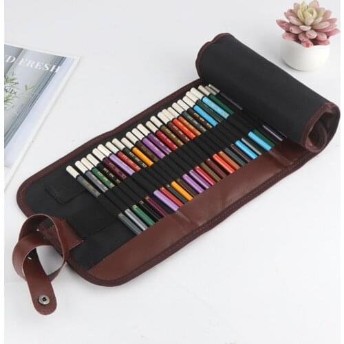 Black Color School Pencil Case Roll 36/48 Holes Penal Pencilcase Canvas Pen Case Bag for Girls Boy Stationery Pouch