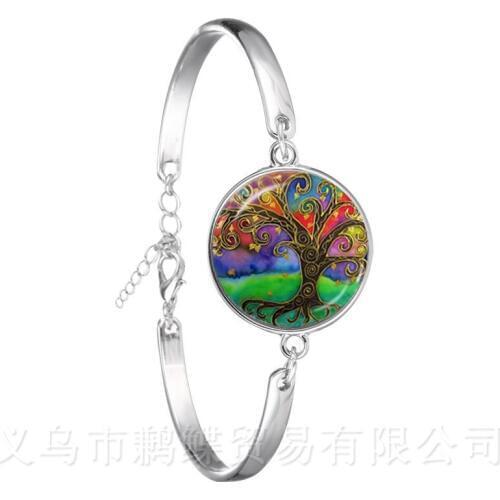 Tree of Life Glass Dome Bracelets Charms Silver Plated Chain Bangles New Fashion Women Men Jewelry Best Gift