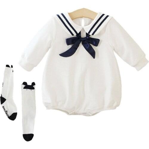 Sailor Collar Baby Boys Romper 2021 Children Clothes Set Baby White Bodysuits Summer Kids Cotton Rompers Newborn Infant Jumpsuit