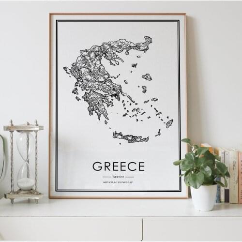 Greece country Road map Nordic Living Room Decoration Canvas Poster Modern Home Decor Art Print Painting