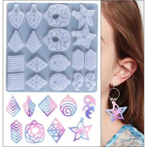 Leaves-shaped Earring Combination Earring Mold Epoxy Resin Jewelry Mold Resin Casting Pendant Mold Suitable for Diy