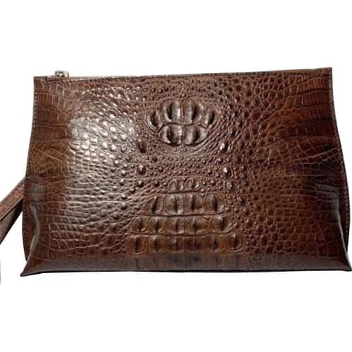 Hongsen new arrival crocodile handbags Brush color Hand bag true crocodile fashion trend men clutch bag
