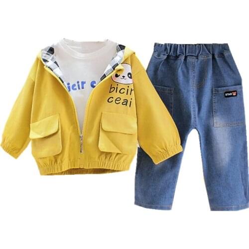 New Spring Autumn Baby Boys Clothes Children Girls Hooded Jacket T-Shirt Pants 3Pcs/sets Toddler Fashion Costume Kids Tracksuits