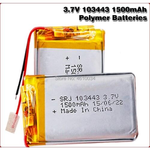 3.7V 1500MAH 103443 lithium polymer battery for MP3 MP4 MP5 GPS toy Bluetooth speaker Game Machine GPS navigator camera sprayer