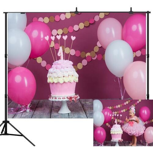 Lyavshi Balloon cake Scene Birthday Baby Newborn Photography Backgrounds Photographic Backdrops For Photo Studio