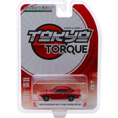 GreenLight 1:64 1972 Nissan Skyline 2000 GT Alloy model car Metal toys for childen kids diecast gift