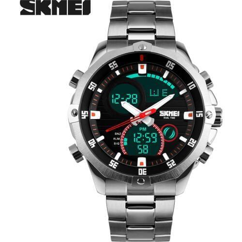 Top Luxury Brand SKMEI Mens Watches Full Steel Quartz Analog Digital LED Army Military Sport Watch Male Relogios Masculinos