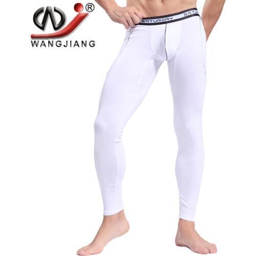 Men Bamboo Fiber Long Underwear WJ Sous Vetement Thermique Pants Slimming Leggings Autumn Warm Thin Long Johns