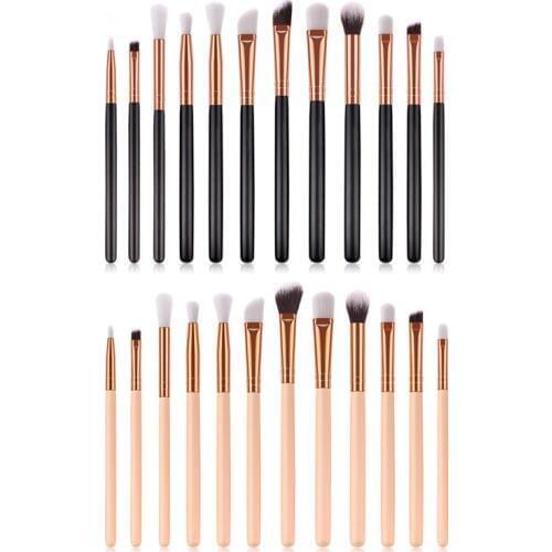 12Pcs/set Professional Eyes Makeup Brushes Set Wood Handle Eyeshadow Eyeliner Blending Brush Powder Face Cosmetic Make Up Tools