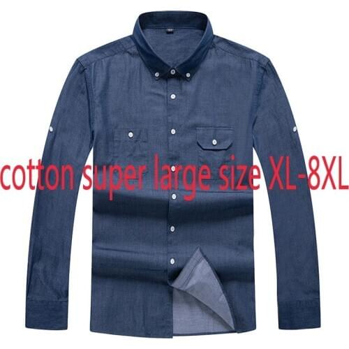 New Arrival Men Super Large Long Sleeve Young Fashion Casual Shirts Turn-down Collar Single Breasted Plus Size XL2XL-6XL 7XL 8XL