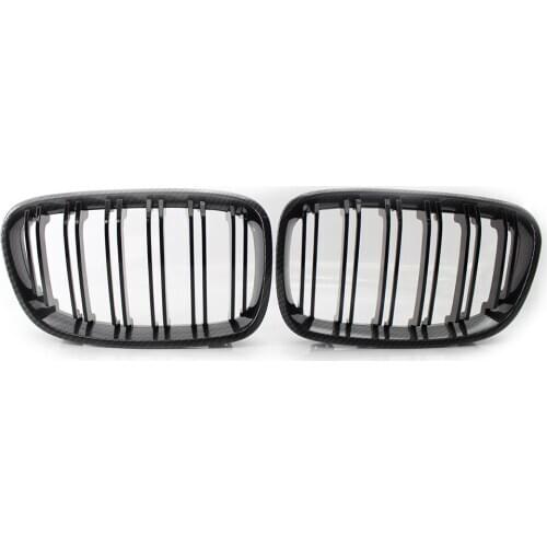 Fit for BMW F20 F21 2011-14 Carbon Fiber & Black Double Slat Front Kidney Grille