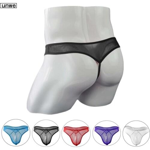 Transparent Mesh Men G String Ultra Thin Mens Sexy Underwear Panties Gay T-BACK Tanga Plus Size M-XL