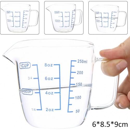 Clear Heat-resistant Thick Glass Measuring Cup Microwave Jug With 3 Scales For Measuring Wet And Dry Ingredients