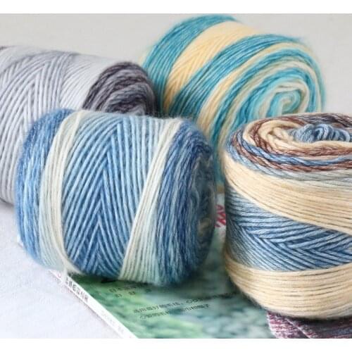 Rainbow Segment Sprayed Yarn Wool DIY Handmade Knitted Baby Sweater Hat Scarf Sofa Cushion Cake Yarn 100g