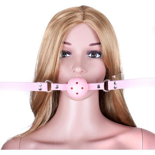 Pink Breathable Open Mouth Ball Gag PU Leather BDSM Bondage Toys in Adult Games Flirting Sex Products Erotic Toys for Couples